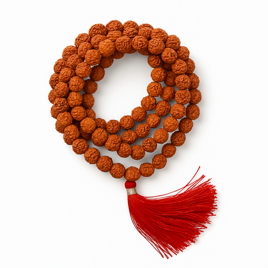 100% Natural 5 Face Rudraksha Mala 8mm – With Lab Testing Certificate | Original Panchmukhi Rudraksh Mala (108+1 Beads)