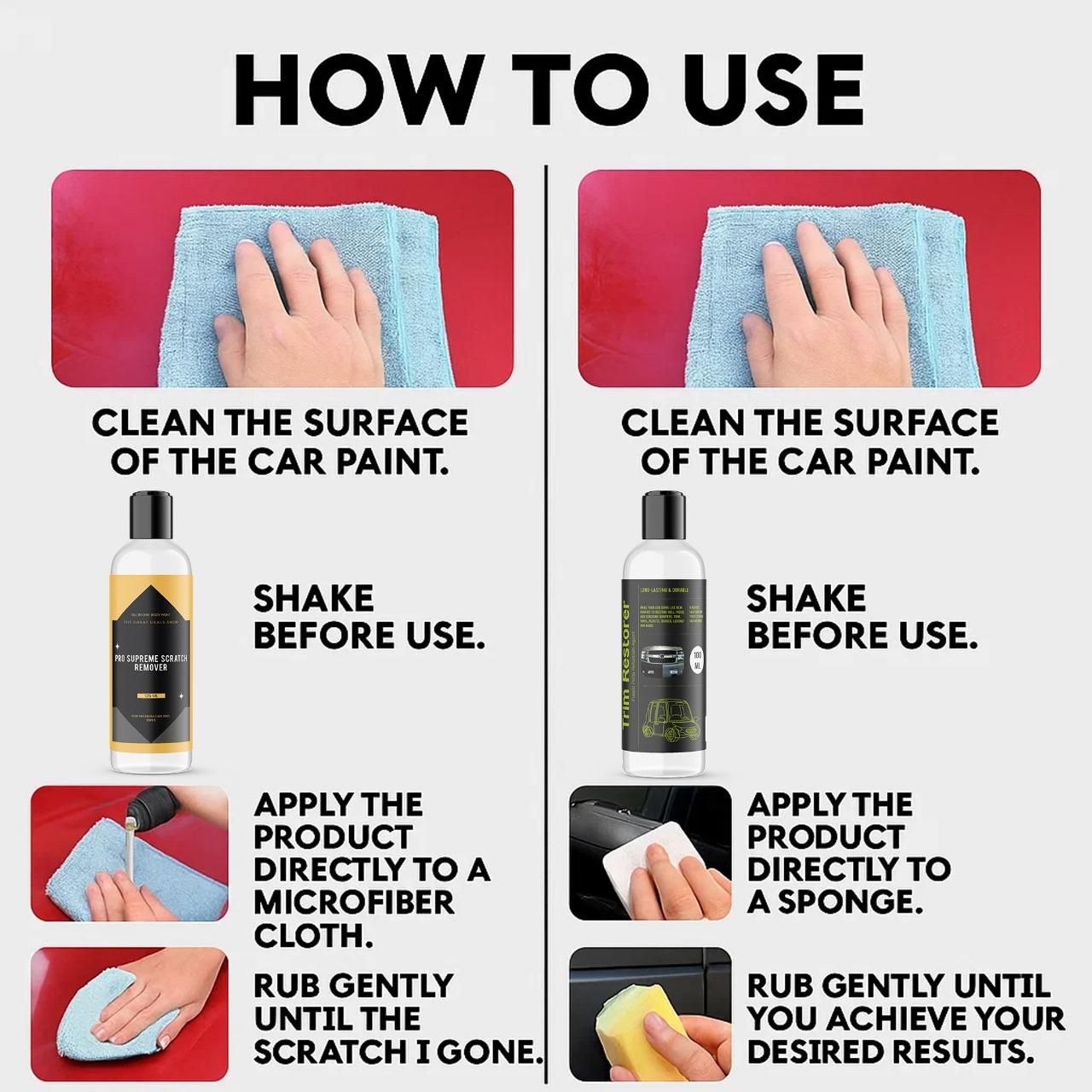 Pro Supreme Scratch Remover 125 ml and Trim Restorer 100 ml each Pack of 2