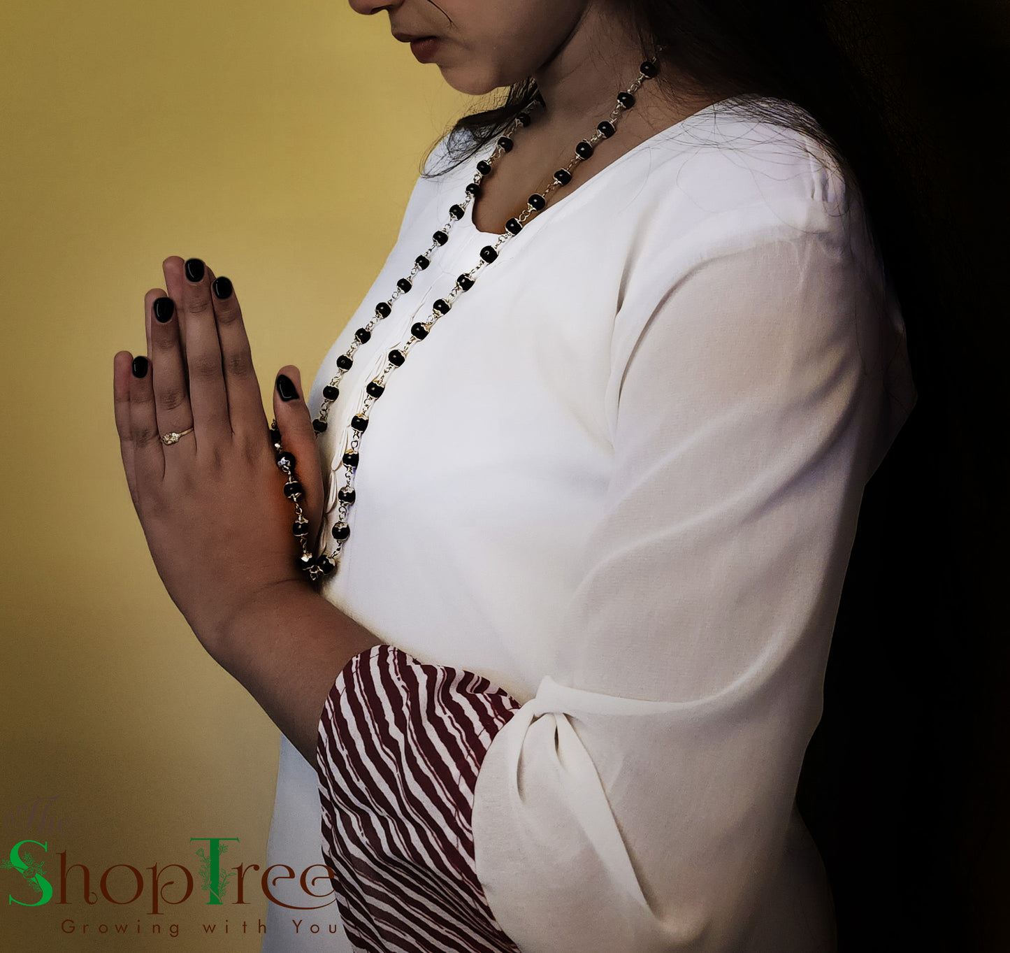 100% Natural Karungali Malai with Silver Plated Cap | Natural Ebony Wood | 8mm Beads | 54 Beads | Divine Protection & Spiritual Energy