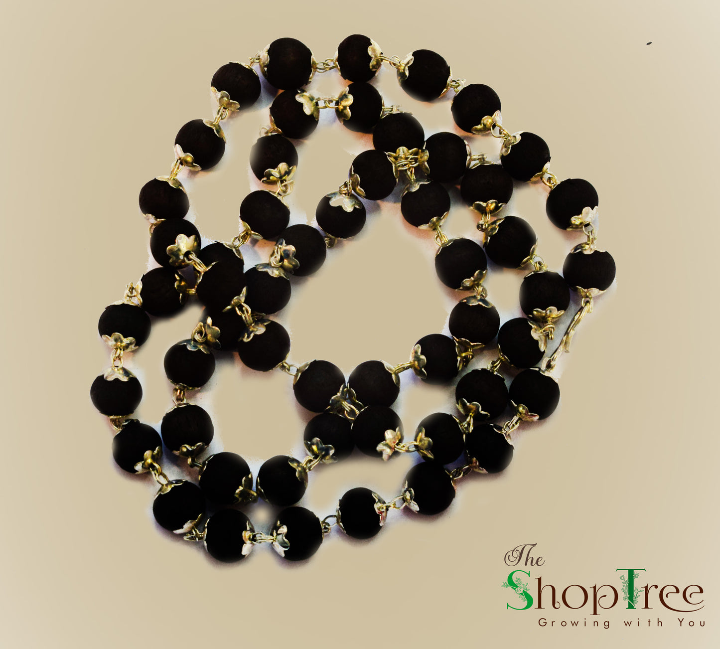 100% Natural Karungali Malai with Silver Plated Cap | Natural Ebony Wood | 8mm Beads | 54 Beads | Divine Protection & Spiritual Energy