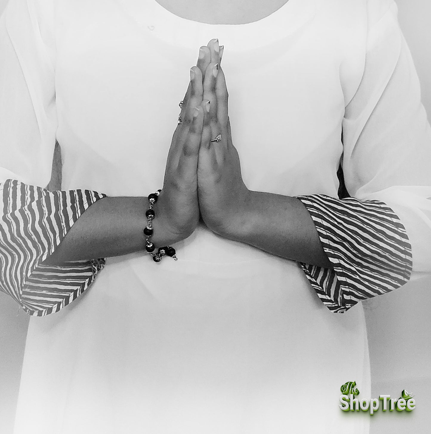 100% Natural Karungali wood Bracelet (Silver plated cap) | Ebony Wood | 8mm Beads | Divine Energy