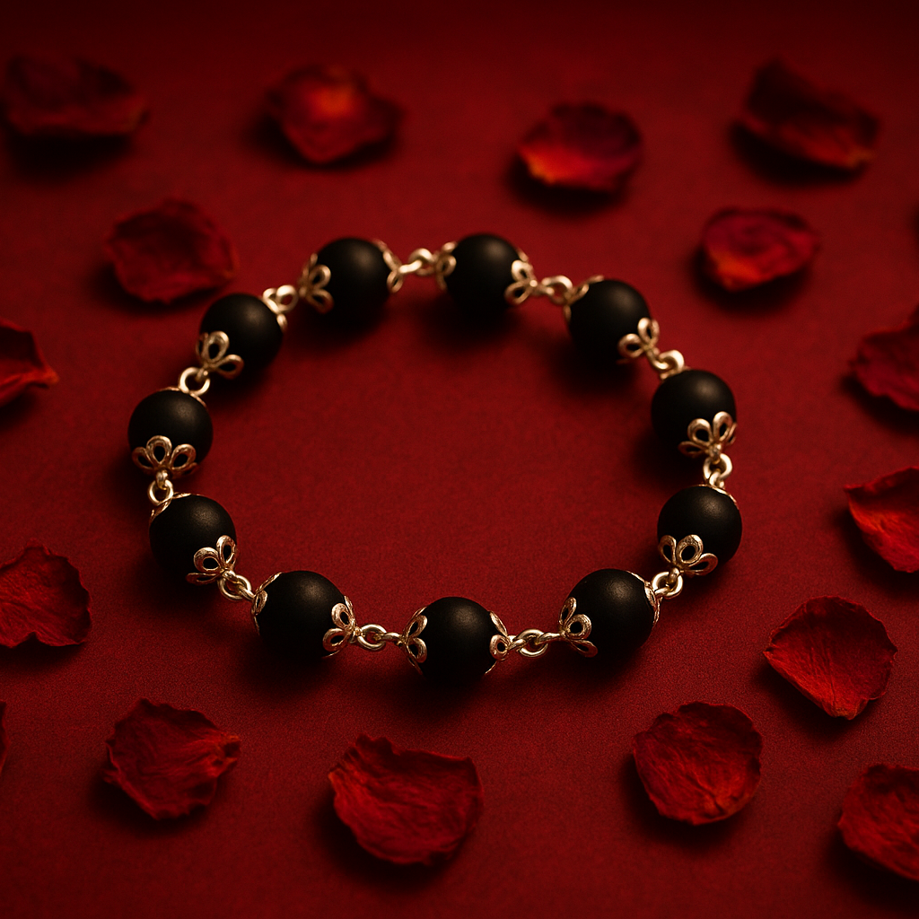 100% Natural Karungali wood Bracelet (Silver plated cap) | Ebony Wood | 8mm Beads | Divine Energy