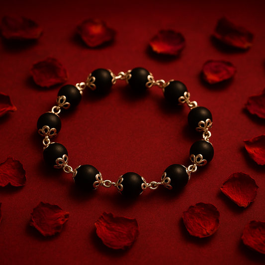 100% Natural Karungali wood Bracelet (Silver plated cap) | Ebony Wood | 8mm Beads | Divine Energy