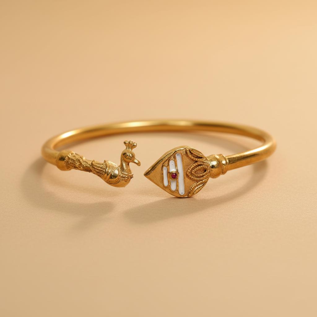 Panchaloha Vel Mayil Kada/Kaapu/Bracelet | Impon/Five Metal | Traditional Murugan Kaapu | Divine strength & Spiritual Healing