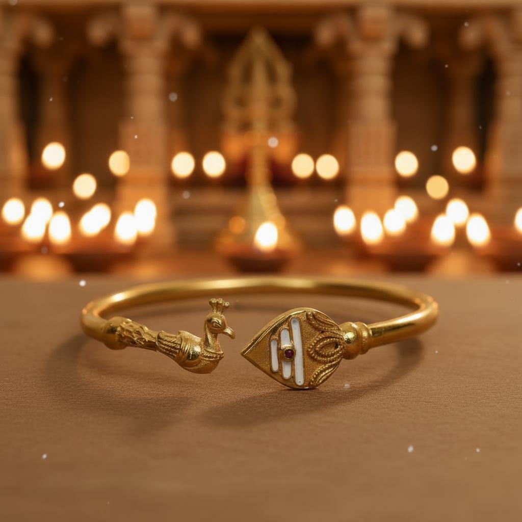 Panchaloha Vel Mayil Kada/Kaapu/Bracelet | Impon/Five Metal | Traditional Murugan Kaapu | Divine strength & Spiritual Healing