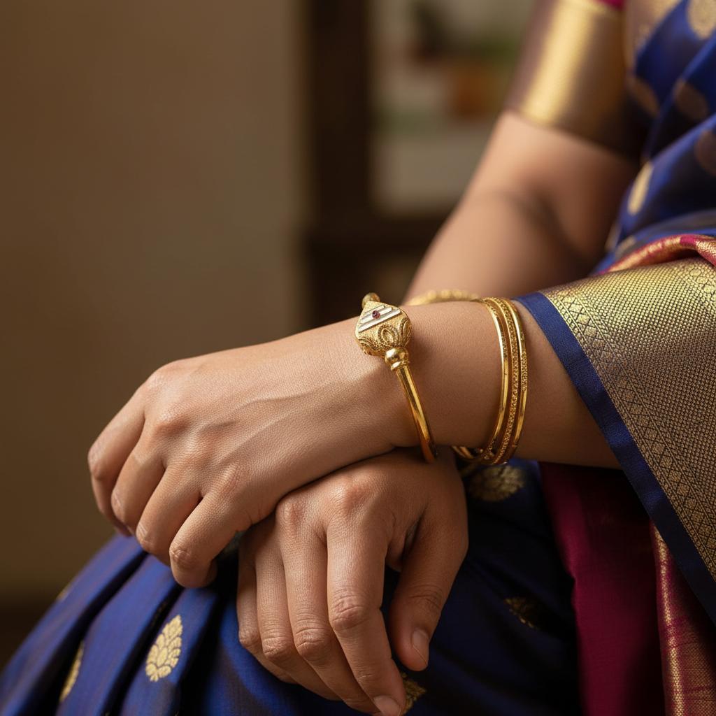 Panchaloha Vel Mayil Kada/Kaapu/Bracelet | Impon/Five Metal | Traditional Murugan Kaapu | Divine strength & Spiritual Healing