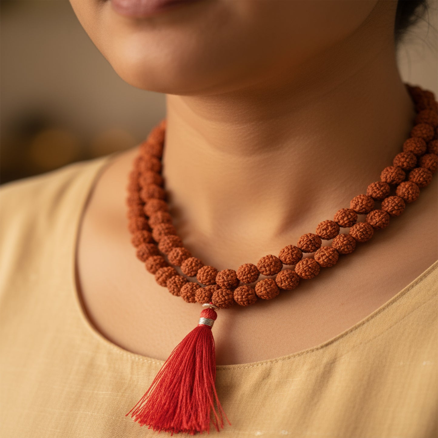100% Natural 5 Face Rudraksha Mala 8mm – With Lab Testing Certificate | Original Panchmukhi Rudraksh Mala (108+1 Beads)