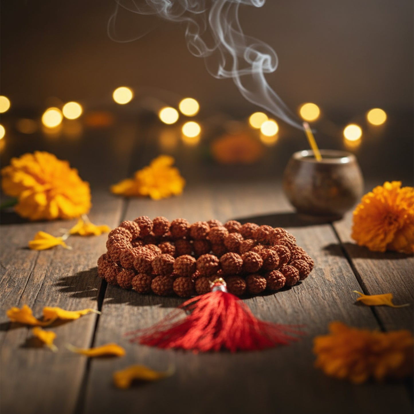 100% Natural 5 Face Rudraksha Mala 8mm – With Lab Testing Certificate | Original Panchmukhi Rudraksh Mala (108+1 Beads)