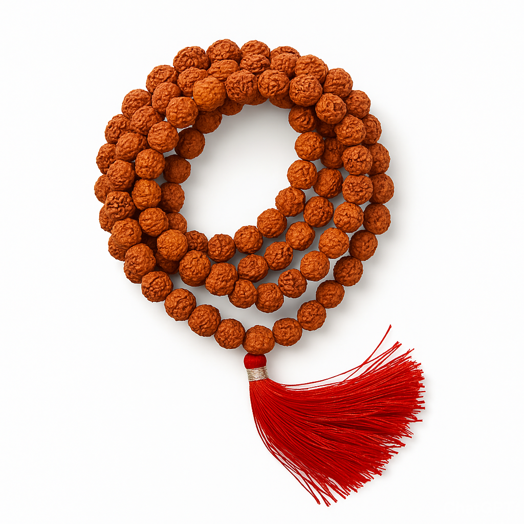 100% Natural 5 Face Rudraksha Mala 8mm – With Lab Testing Certificate | Original Panchmukhi Rudraksh Mala (108+1 Beads)
