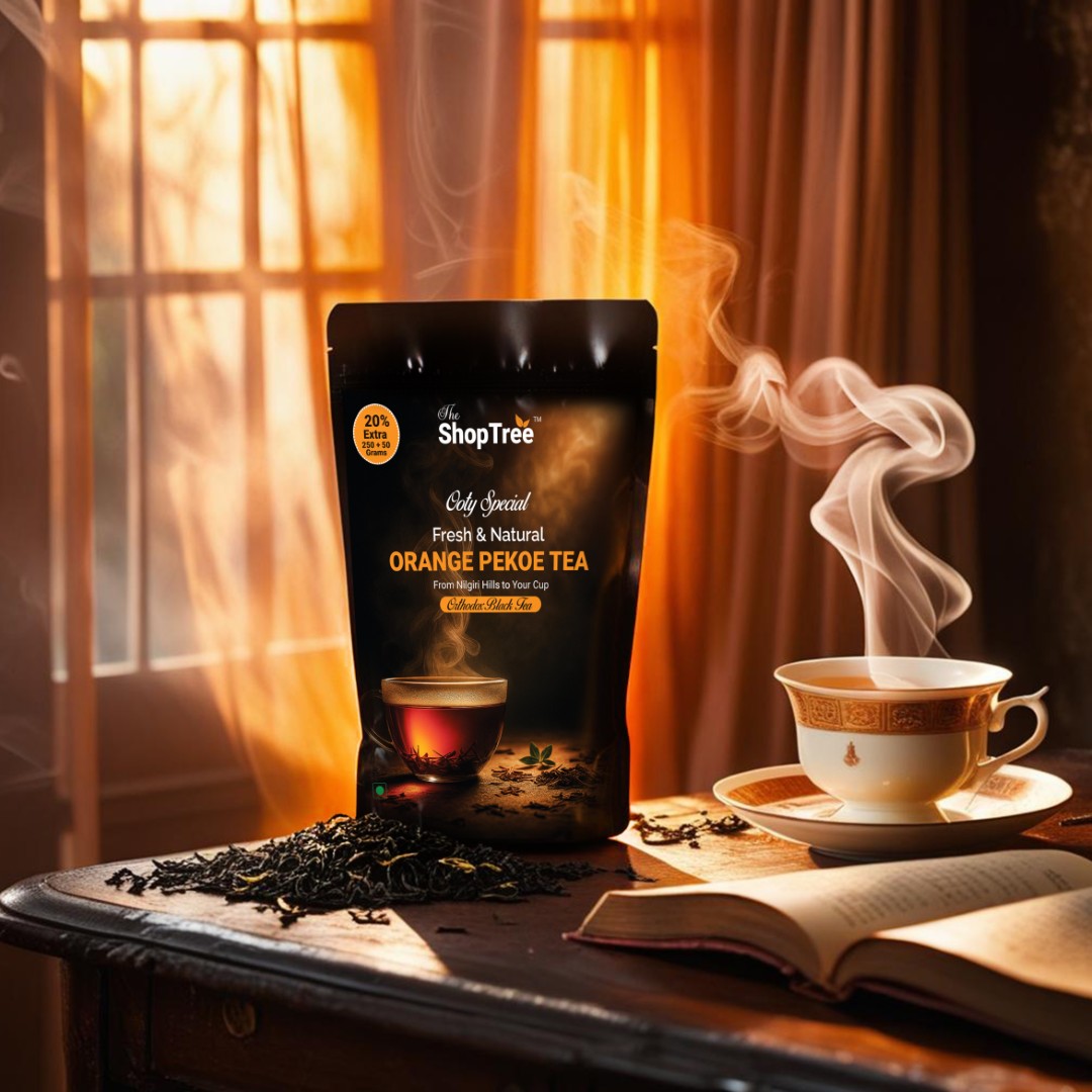 Premium Ooty Special Orange Pekoe Black Tea – 300g (250g + 50g Free) 150 cups | Loose Long Leaf Tea | Perfect for Lemon Tea Lovers